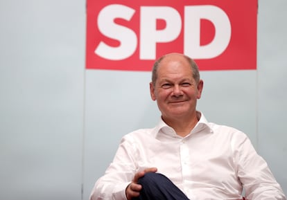 El ministro alemán de Finanzas y candidato del SPD a la cancilleria, Olaf Scholz, en un acto en Ahlen este viernes.