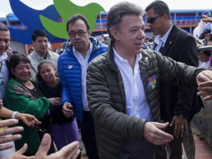 Juan Manuel Santos em um comício eleitoral no domingo, em Bogotá.