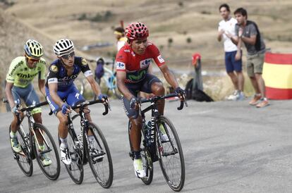 Nairo Quintana, Gianluca Brambilla y Alberto Contador, en la 15ª etapa.