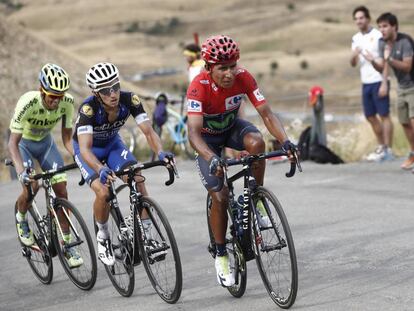 Nairo Quintana, Gianluca Brambilla y Alberto Contador, en la 15&ordf; etapa. 