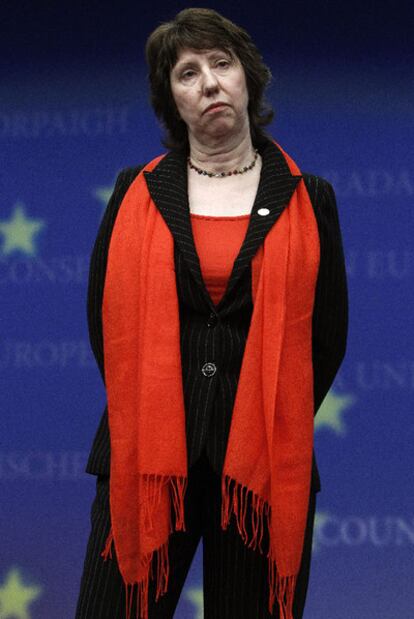 Catherine Ashton, ayer en Bruselas.