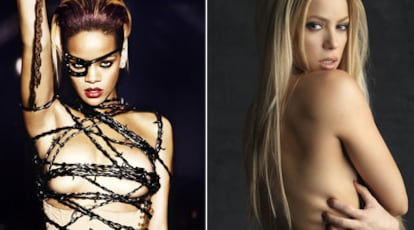Las cantantes Rihanna y Shakira.