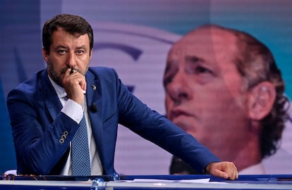 El líder de La Liga, Matteo Salvini, durante un debate en la cadena de televisión italiana Rai el 23 de septiembre de 2020.