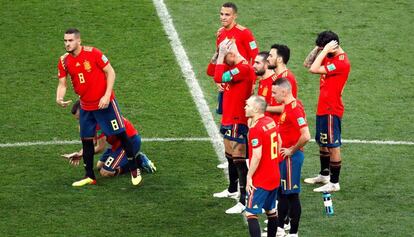 Jugadores de la Selección Española durante los penaltis del partido contra Rusia en el Mundial de 2018, la emisión televisiva más vista del año.