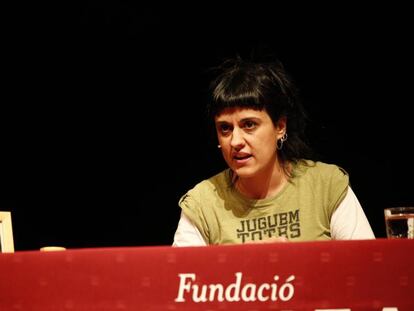 Anna Gabriel, en la conferencia de ayer en Barcelona.