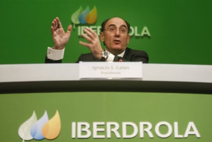 Sánchez Galán comparece tras la junta de accionistas de Iberdrola, el pasado marzo en Bilbao.