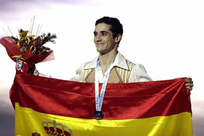 Javier Fernández tras conseguir la medalla de plata.