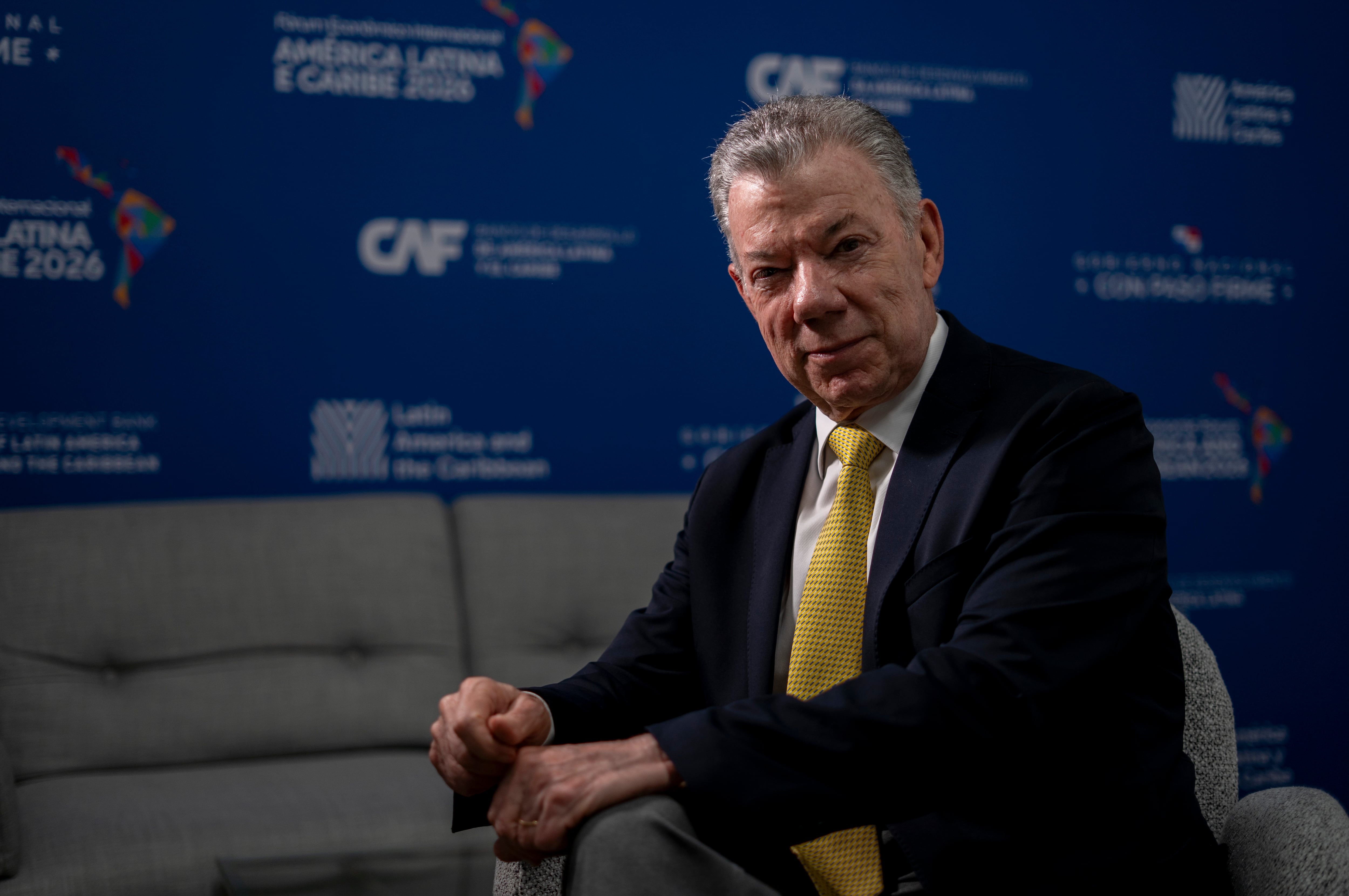 Juan Manuel Santos en Panamá, el 29 de enero.