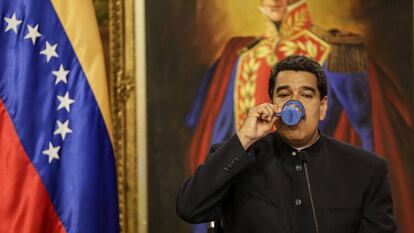 Nicol&aacute;s Maduro, presidente de Venezuela, el martes 22 en el Palacio de Miraflores en Caracas.