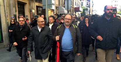 Protesta contra un concejal madrile&ntilde;o el pasado martes. 