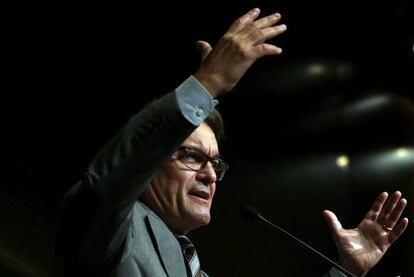 El candidato nº 4 de la candidatura Junts pel Sí, Artur Mas, se dirige a empresarios que apoyan la lista independentista.