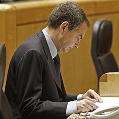 José Luis Rodríguez Zapatero durante un pleno en el Senado.