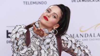 Rosalía, a su llegada a los premios Billboard Latin Music en Las Vegas, el 25 de abril.