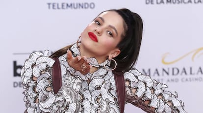 Rosalía, a su llegada a los premios Billboard Latin Music en Las Vegas, el 25 de abril.