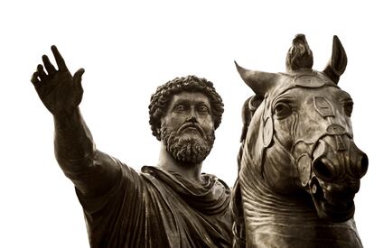 Estatua de Marco Aurelio en la colina capitolina en Roma.