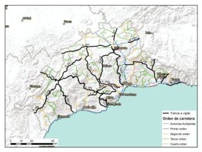 Tramos de carreteras más peligrosos de la provincia de Málaga.