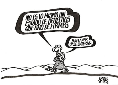 Blasillo y Cosme (en esta viñeta de 1984-1994), amigos eternamente jóvenes aficionados a la filosofía de calle.