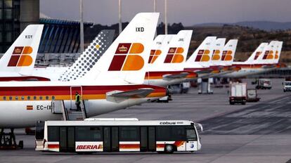 Aviones de Iberia en el aeropuerto de Barajas