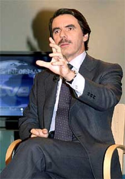 Aznar, hoy durante su intervención en televisión.