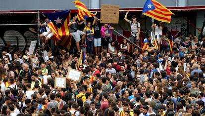 Protesta d&#039;estudiants aquest dimarts a Barcelona.