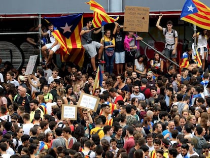 Protesta d&#039;estudiants aquest dimarts a Barcelona.