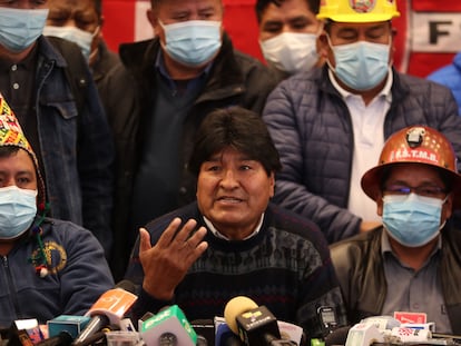 O presidente do MAS, o ex-mandatário Evo Morales, neste mês em La Paz.