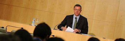 Gallardón, durante la rueda de prensa tras la Junta de Gobierno.