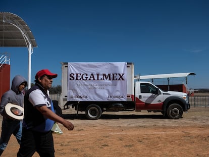 Una camioneta de SEGALMEX en el poblado de El Cedral, en San Luis Potosí (México), en enero de 2019.