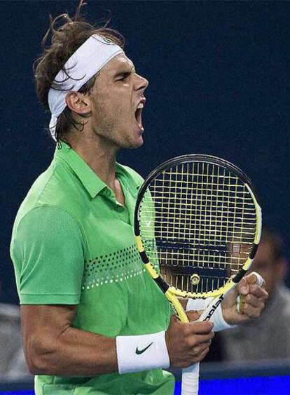 Rafa Nadal celebra su victoria sobre Baghdatis.