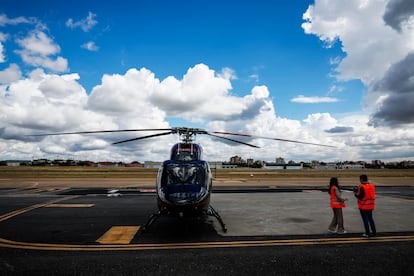 El helicóptero Bell 429 adquirido por World Aviation Group, en el aeródromo de Cuatro Vientos, en Madrid, el pasado mes de junio.