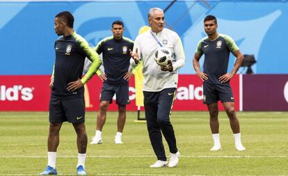 Tite, en el entrenamiento de Brasil de este jueves.