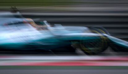 El piloto británico Lewis Hamilton, en un momento de la carrera.