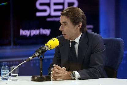 El expresidente del Gobierno Jos&eacute; Mar&iacute;a Aznar, en una entrevista en la cadena SER el pasado d&iacute;a 8. 