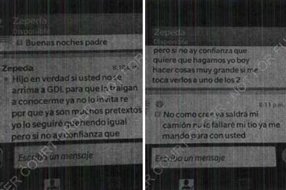 Capturas de pantalla que forman parte del expediente dado a conocer por la Secretaría de Relaciones Exteriores.