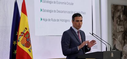 El presidente del Gobierno, Pedro Sánchez, durante su intervención para hacer balance del curso político.