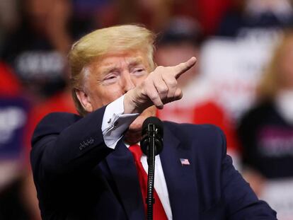 El presidente de EE UU, Donald Trump, en un acto en Des Moines, Iowa.