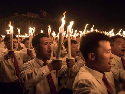 Desfile en Pyongyang durante los fastos por el Congreso del Partido de los Trabajadores de Corea del Norte.