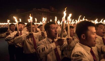 Desfile en Pyongyang durante los fastos por el Congreso del Partido de los Trabajadores de Corea del Norte.