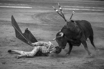 José Tomás, después de una de las cogidas que sufrió.