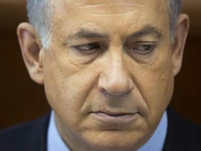 Benjamin Netanyahu no conselho de ministros deste domingo.