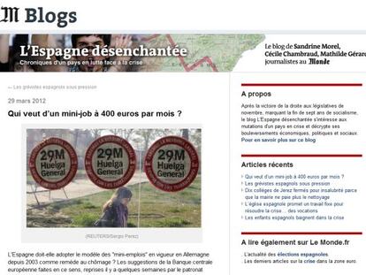 Imagen de la entrada de un blog de 'Le Monde' dedicado a la huelga general.
