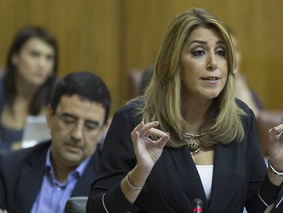 La Presidenta de la Junta de Andaluc&iacute;a, Susana D&iacute;az, durante la sesi&oacute;n de control del Parlamento de Andaluz.