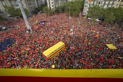 Vista aérea de Barcelona durante a celebração da Diada, o Dia Nacional da Catalunha, no dia 11 de setembro de 2018.