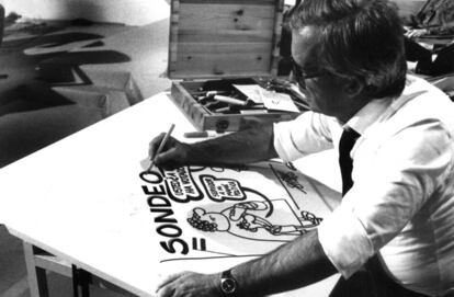 Antonio Fraguas Forges realiza un dibujo alusivo a unos resultados electorales, posiblemente del 82.