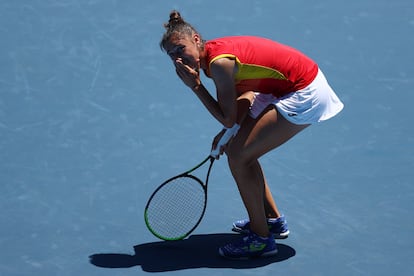 Sorribes, tras batir a Barty en la pista principal del Ariake Tennis Park.