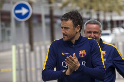 Luis Enrique, en el entrenamiento de esta ma&ntilde;ana en Sant Joan Desp&iacute;.