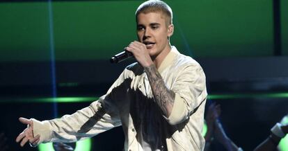 Justin Bieber, durante un espectáculo en Las Vegas.