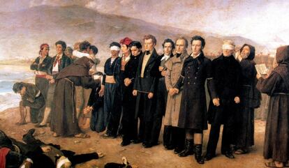 El fusilamiento de Torrijos' del pintor español Antonio Gisbert en 1888. El pelirojo que está en el centro del cuadro es Robert Boyd.