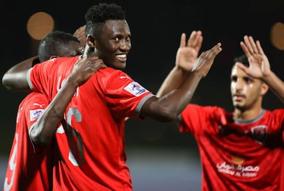 Michael Olunga celebra un gol en un partido de la presente edición de la Champions asiática.