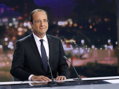 El presidente Fran&ccedil;ois Hollande en el plat&oacute; de la cadena France 2.